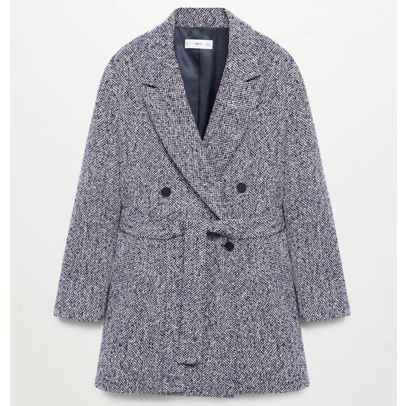 Mango Wrap Belted Coat Textured New - Picture 4 of 8